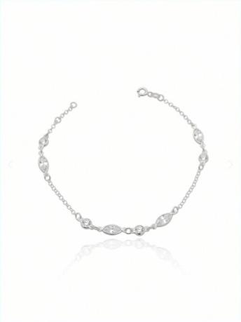 Pulseira com Zircônias Redondas e Navetes